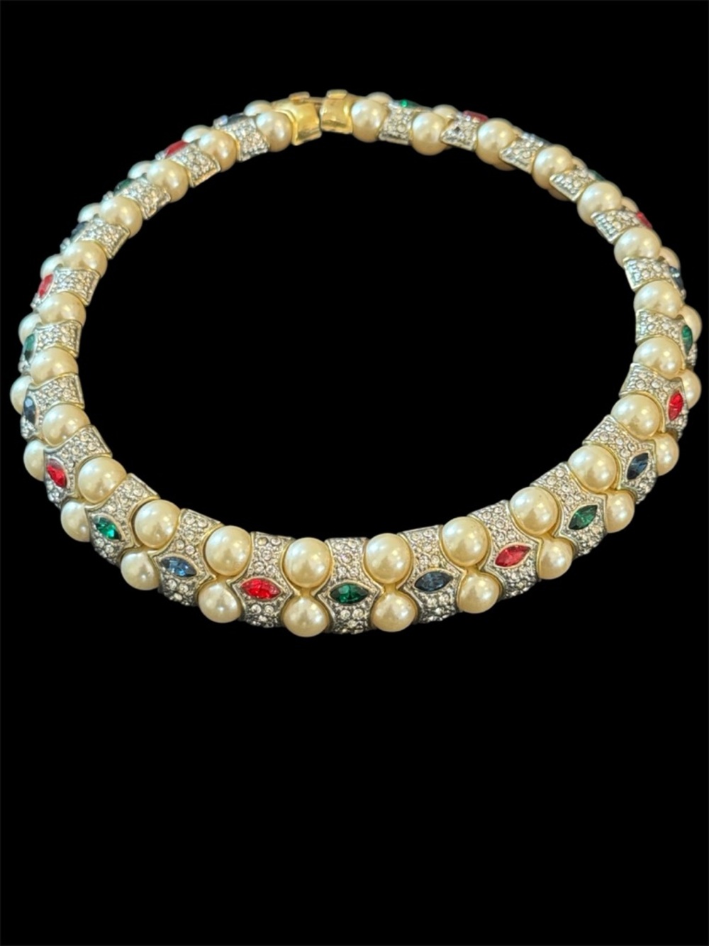 Vintage Landau Jeweled Gold Choker Style Necklace - Picture 4 of 17